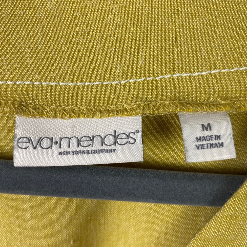 New York & Co x Eva Mendes yellow linen blend shirt dress Medium - Picture 7 of 15